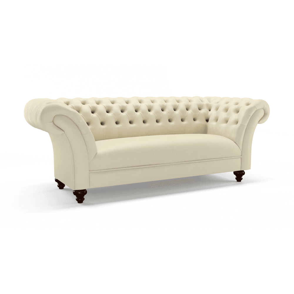 Sofa by Saxon - London 3 Seater Sofa - Hand-Burnished Leather - Birch Ivory - EB London