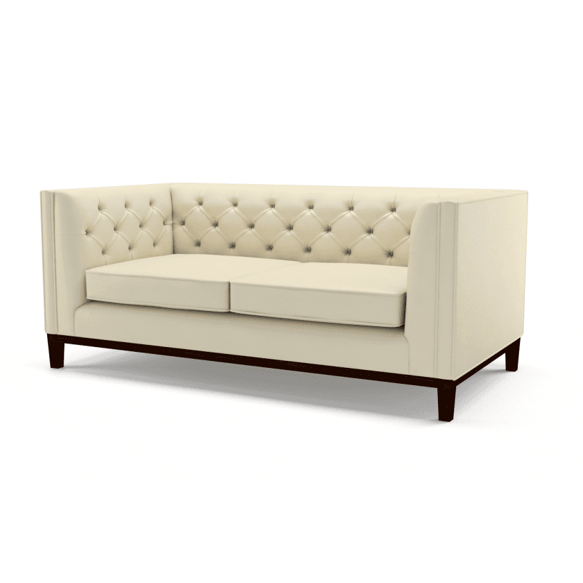 Sofa by Saxon - Sloane 2 Seater Sofa - Hand-Burnished Leather - Birch Ivory - EB London