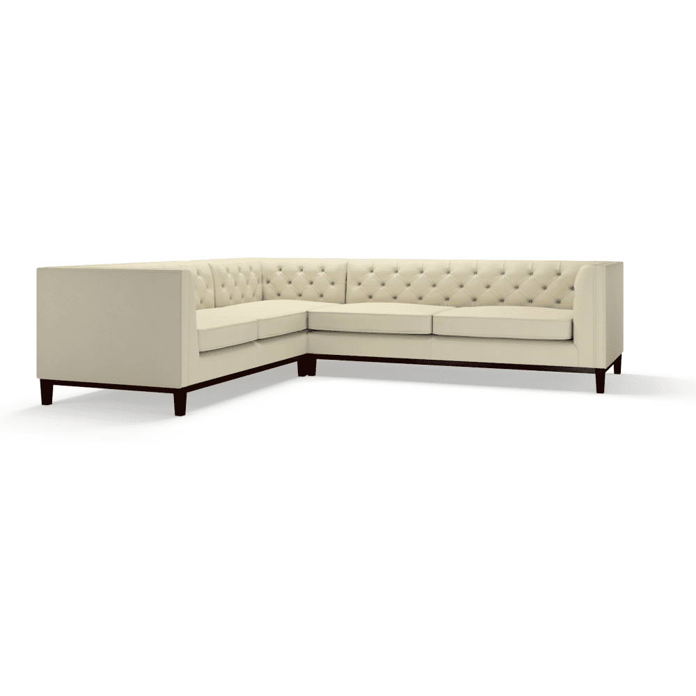 Sofa by Saxon - Sloane Corner Unit 2X3 - Hand-Burnished Leather - Birch Ivory - EB London