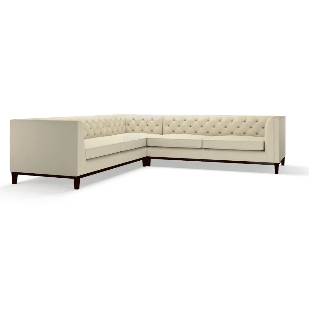 Sofa by Saxon - Sloane Corner Unit 3X3 - Hand-Burnished Leather - Birch Ivory - EB London