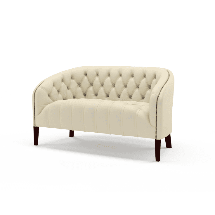 Sofa by Saxon - Burlington 2 Seater Sofa - Hand-Burnished Leather - Birch Ivory - EB London