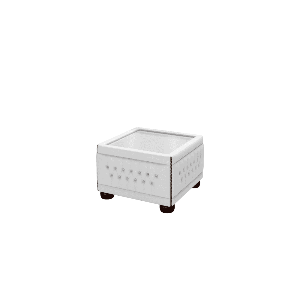 Sofa by Saxon - Buttoned Pouffe Table - Hand-Burnished Leather - Birch White - EB London