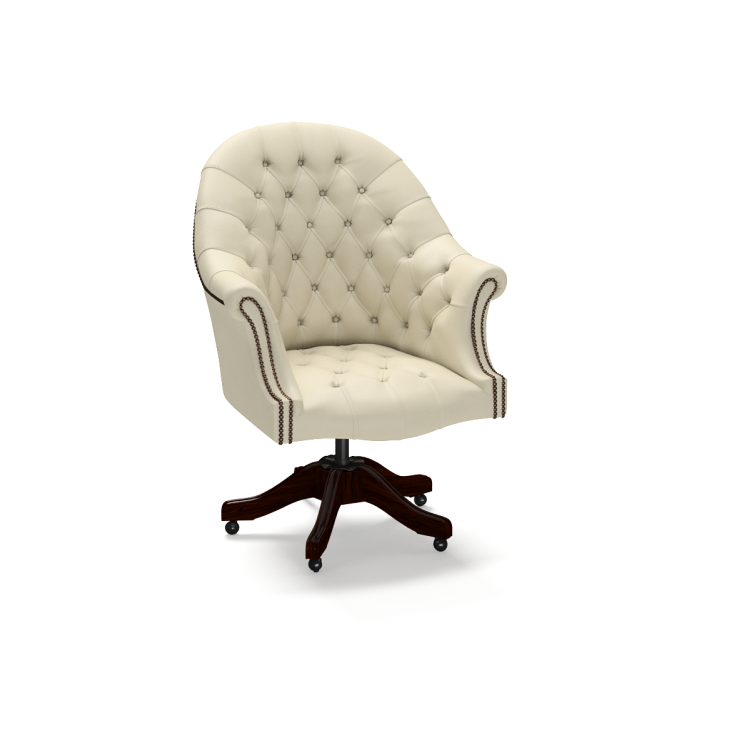 Sofa by Saxon - Director's Swivel Chair - Hand-Burnished Leather - Birch Ivory - EB London