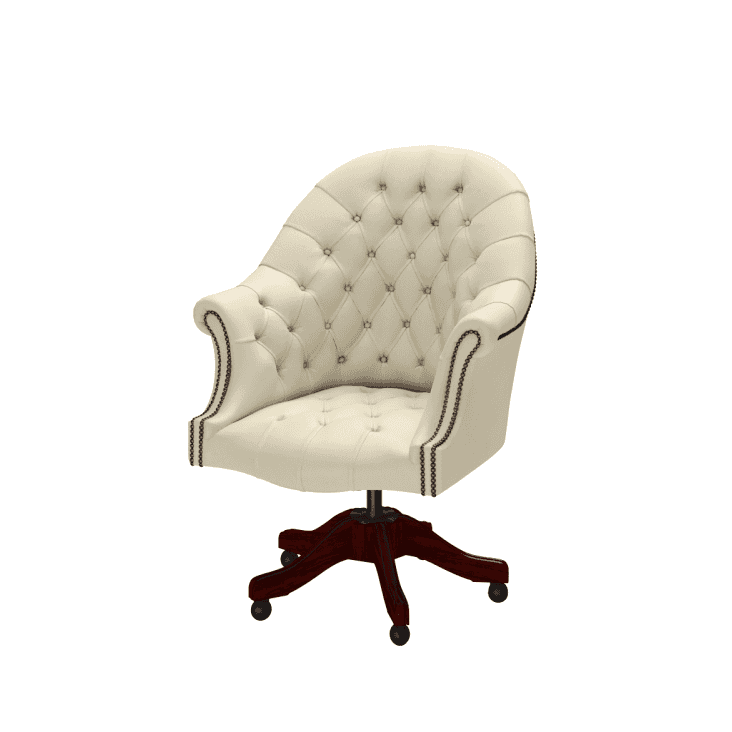 Sofa by Saxon - Director's Swivel Chair - Hand-Burnished Leather - Birch Ivory - EB London