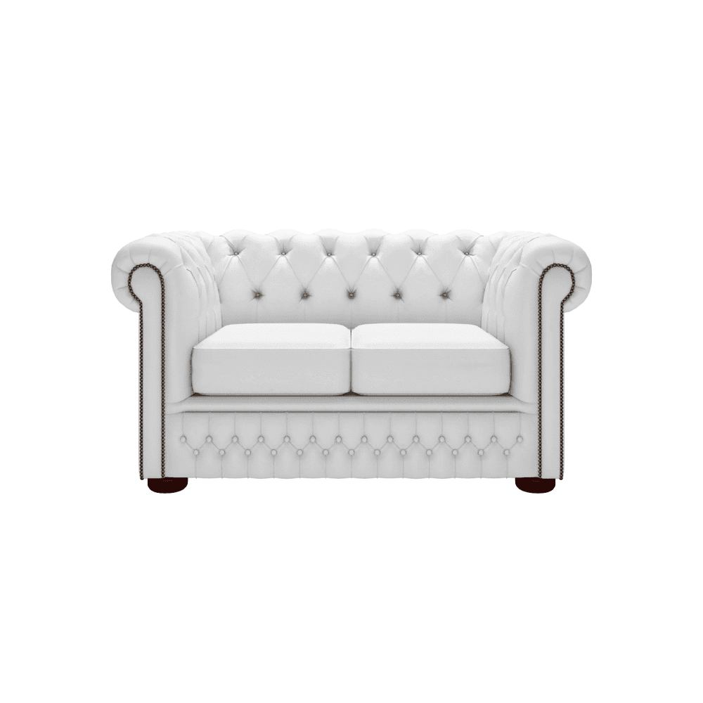 Sofa by Saxon - Ellington 2 Seater Sofa Bed - Hand-Burnished Leather - Birch White - EB London