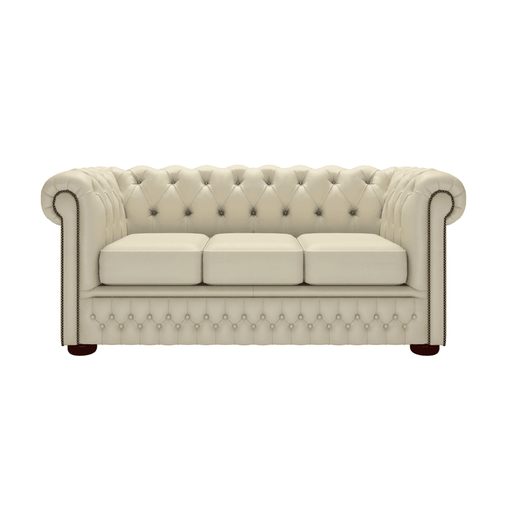 Sofa by Saxon - Ellington 3 Seater Sofa Bed - Hand-Burnished Leather - Birch Ivory - EB London