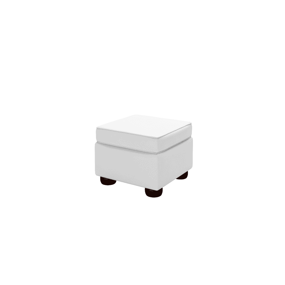 Sofa by Saxon - Plain Pouffe Box - Hand-Burnished Leather - Birch White - EB London