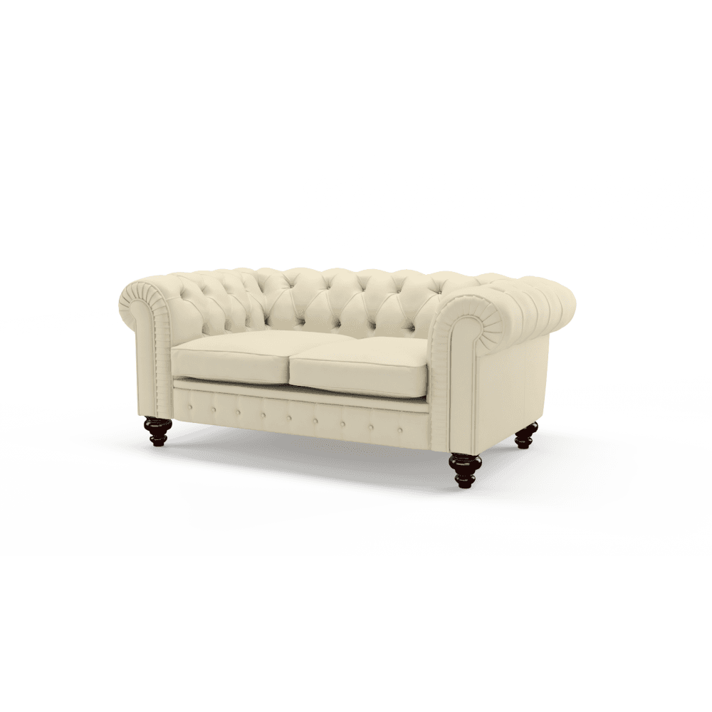 Sofa by Saxon - Stamford 2 Seater Sofa - Hand-Burnished Leather - Birch Ivory - EB London