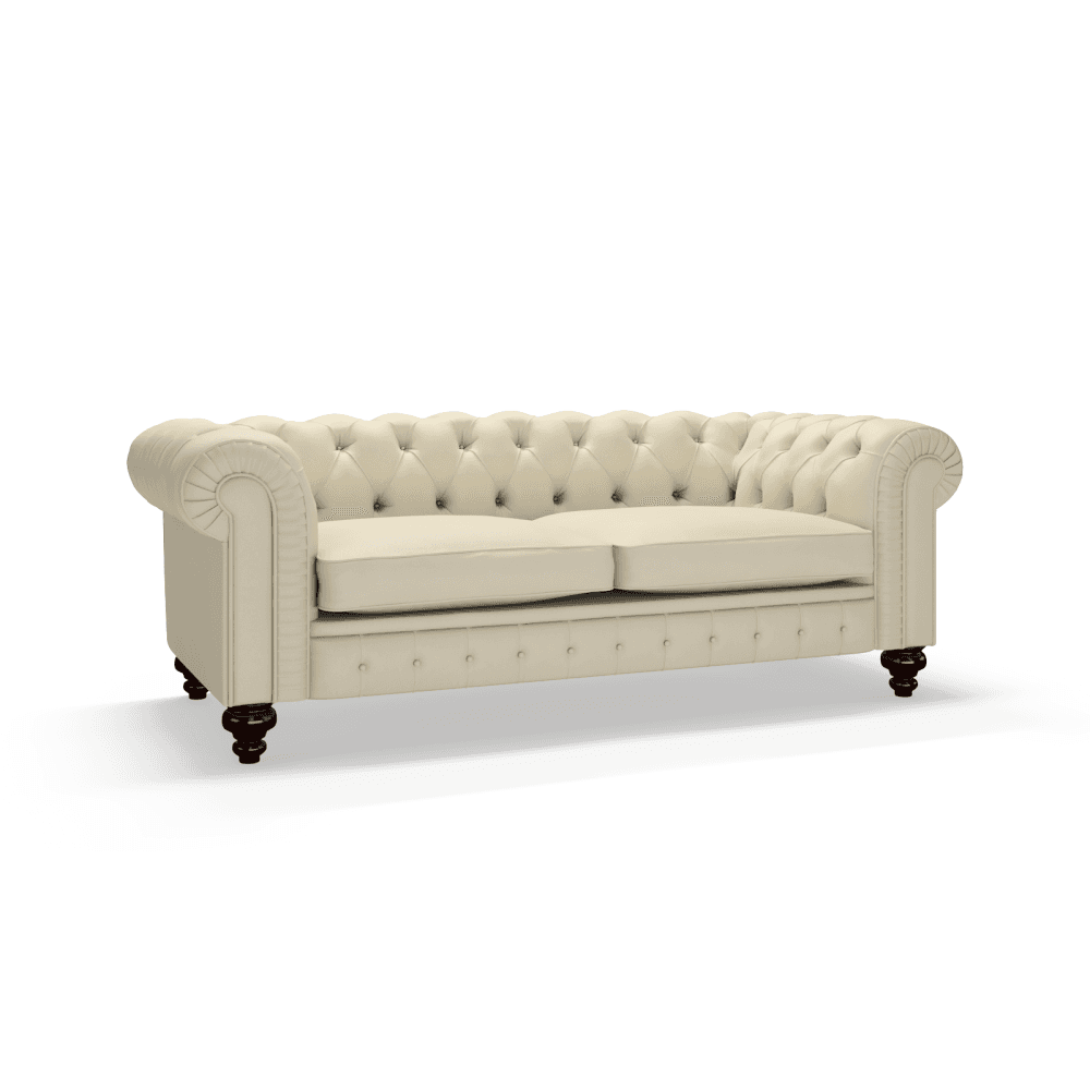 Sofa by Saxon - Stamford 3 Seater Sofa - Hand-Burnished Leather - Birch Ivory - EB London