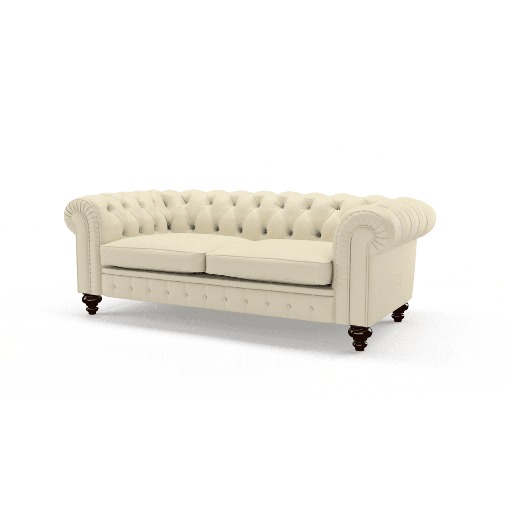 Sofa by Saxon - Stamford 3 Seater Sofa - Hand-Burnished Leather - Birch Ivory - EB London