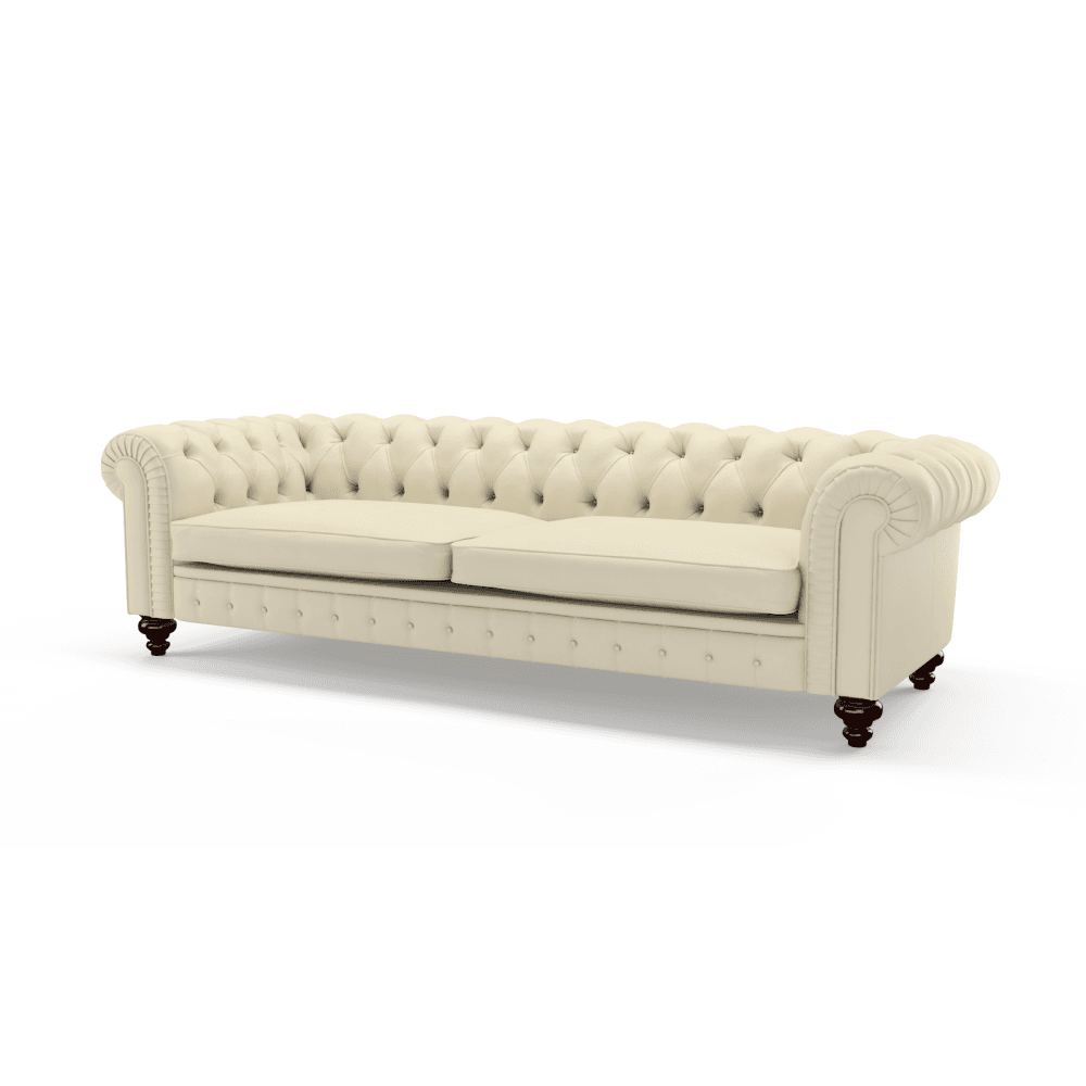 Sofa by Saxon - Stamford 4 Seater Sofa - Hand-Burnished Leather - Birch Ivory - EB London