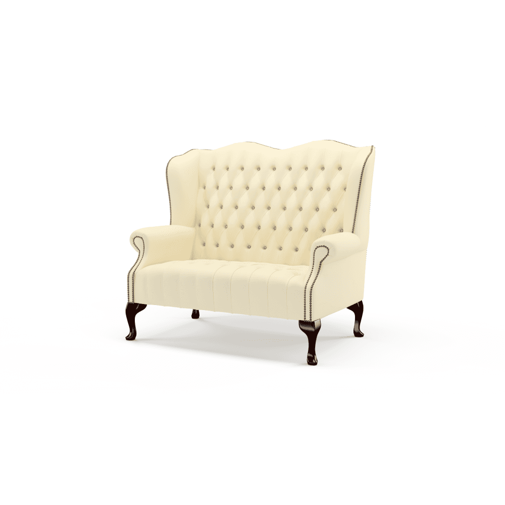 Sofa by Saxon - Stirling 2 Seater Sofa - Hand-Burnished Leather - Birch Panna - EB London