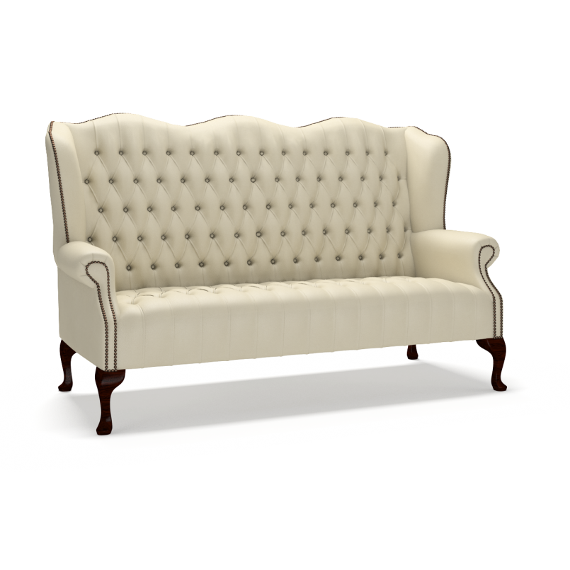 Sofa by Saxon - Stirling 3 Seater Sofa - Hand-Burnished Leather - Birch Ivory - EB London