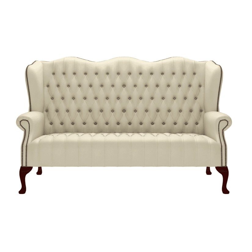 Sofa by Saxon - Stirling 3 Seater Sofa - Hand-Burnished Leather - Birch Ivory - EB London