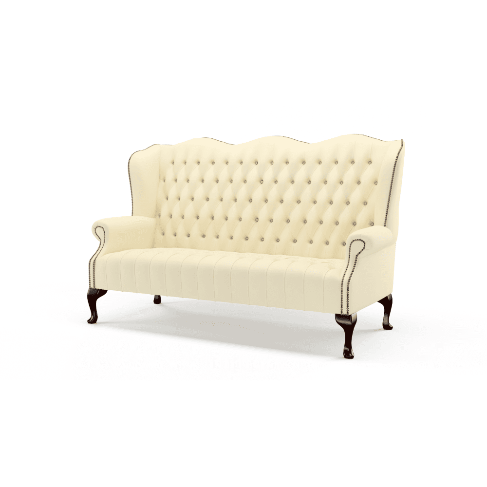 Sofa by Saxon - Stirling 3 Seater Sofa - Hand-Burnished Leather - Birch Panna - EB London