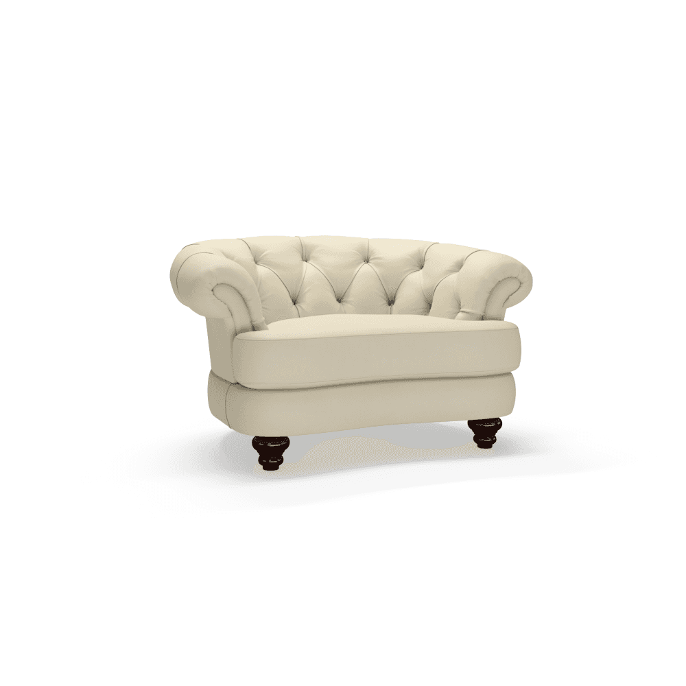 Sofa by Saxon - Stockwood 1.5 Seater Sofa - Hand-Burnished Leather - Birch Ivory - EB London