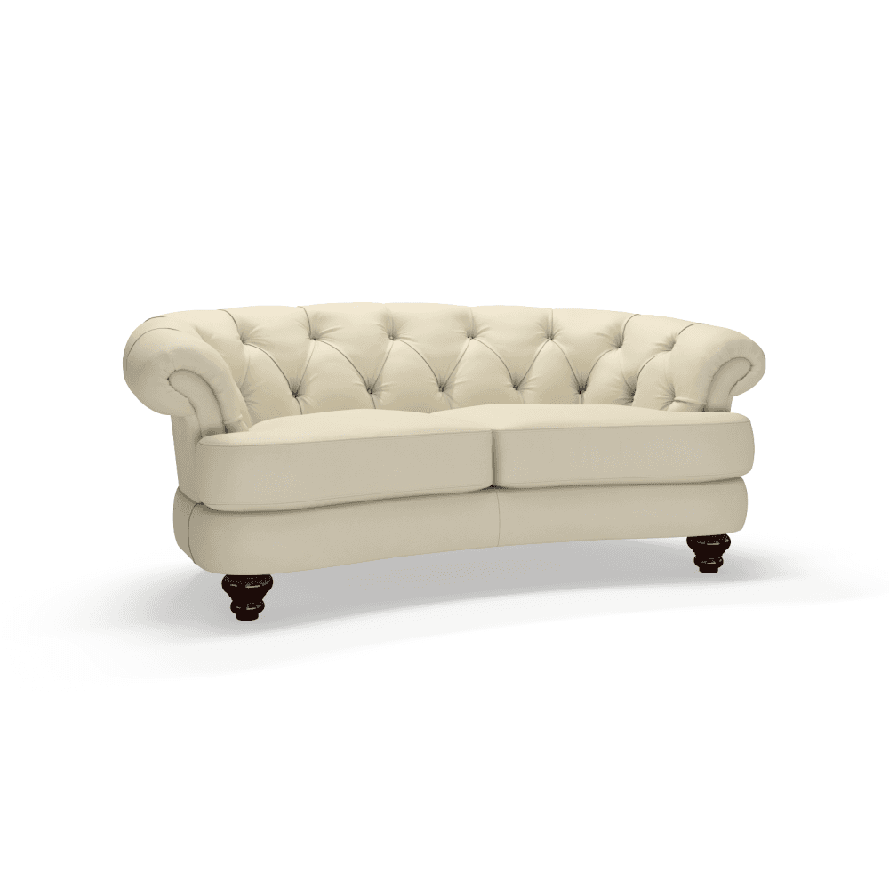 Sofa by Saxon - Stockwood 2 Seater Sofa - Hand-Burnished Leather - Birch Ivory - EB London