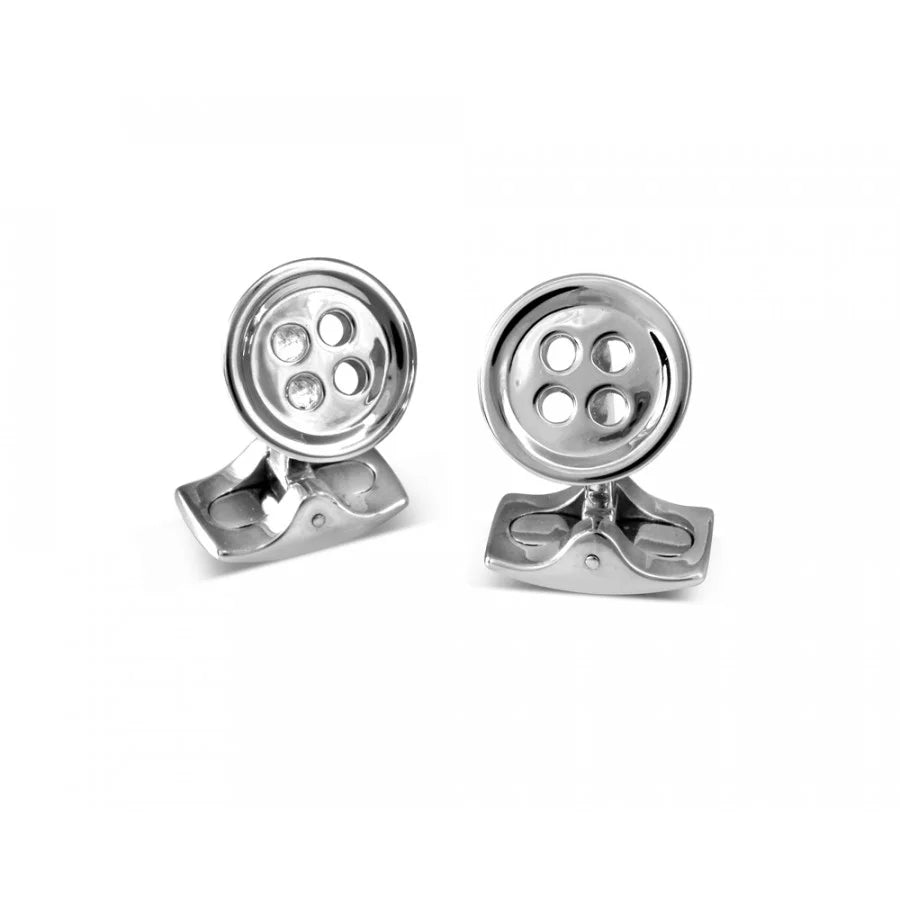 Silver finish button cufflinks in base metal by Deakin & Francis at EB London