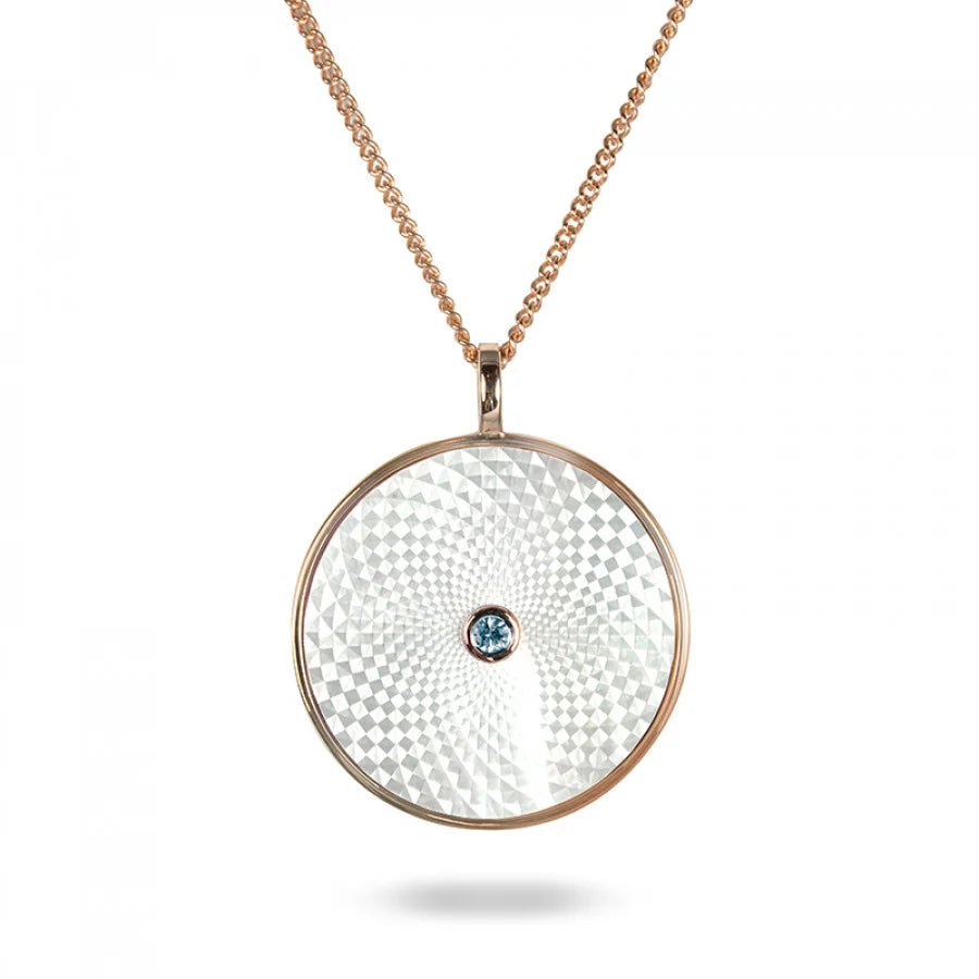 Silver Large Pendant White Mother - of - Pearl and Aquamarine – Deakin & Francis - EB London