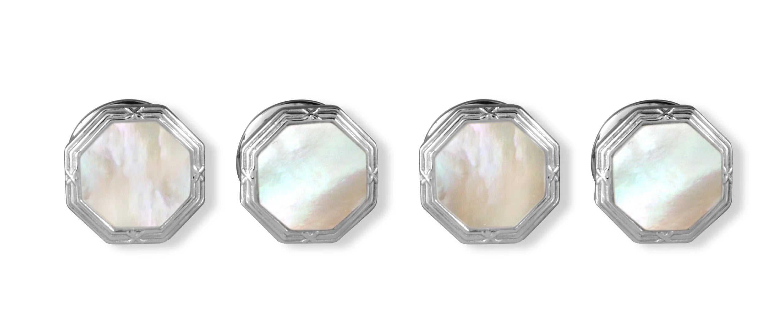 octagonal mother-of-pearl dress set with detailed border by Deakin & Francis at EB London