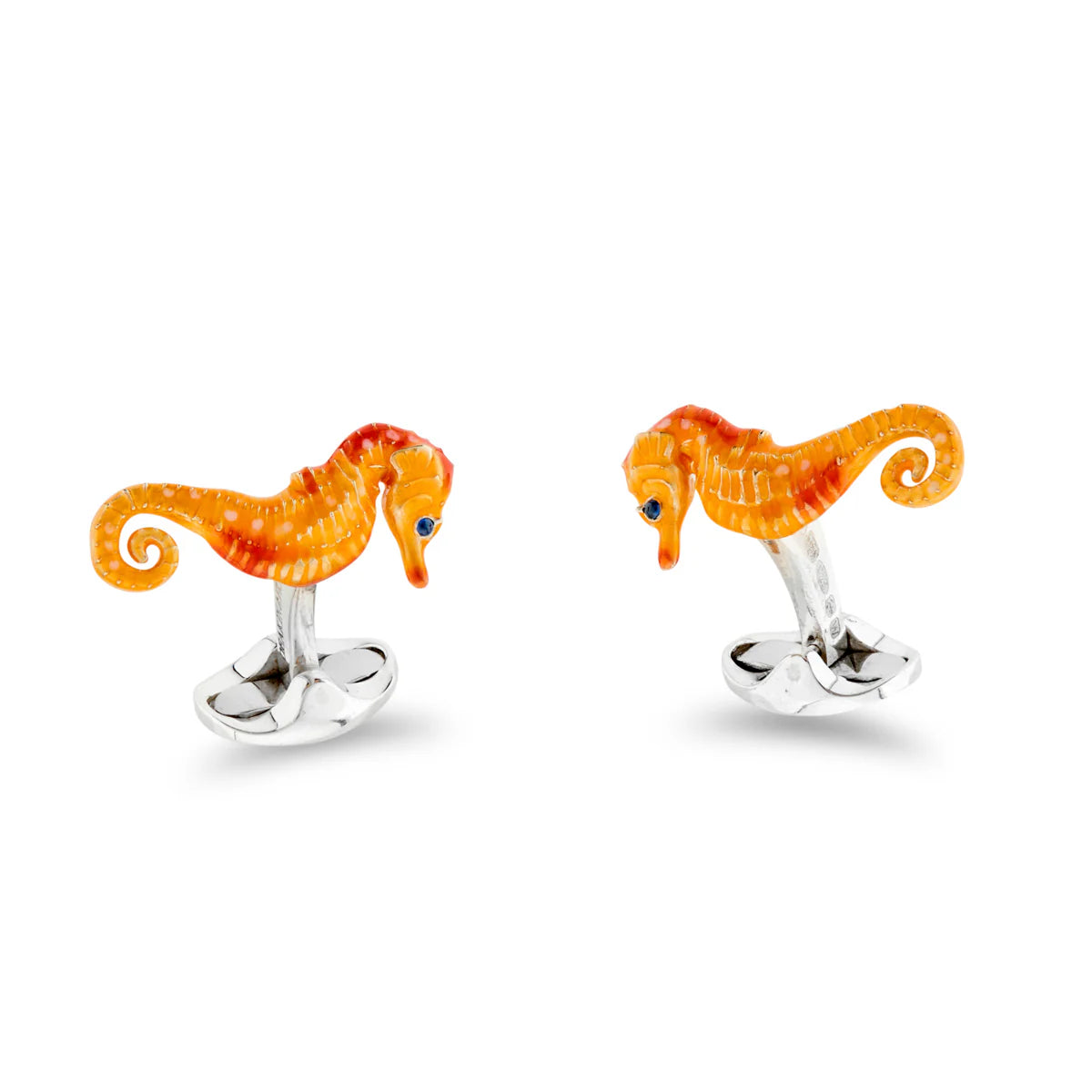 Sterling Silver Orange Seahorse Cufflinks with Sapphire Eyes – Deakin & Francis - EB London