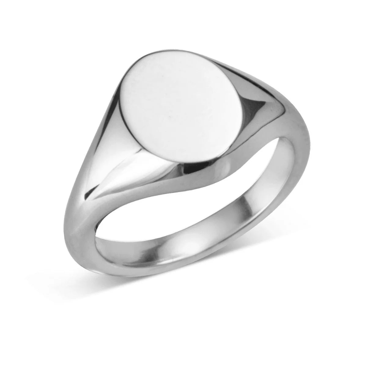 Deakin & Francis sterling silver oval signet ring, 10.5x8.5mm, handcrafted in Birmingham, at EB London