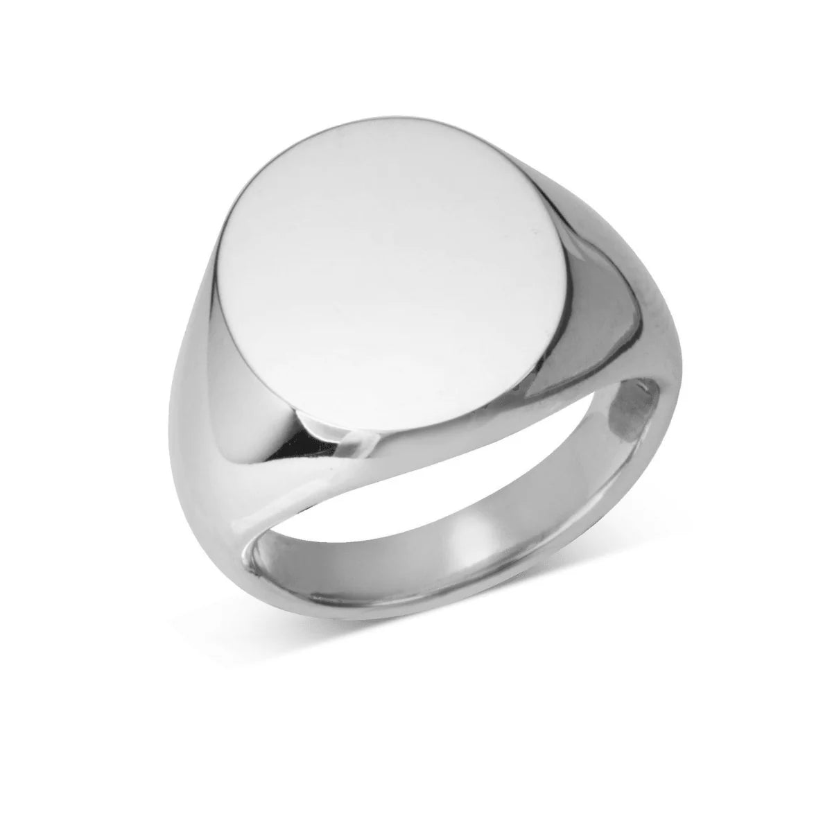 Deakin & Francis sterling silver oval signet ring, 15.5x13.5mm, handcrafted in Birmingham, at EB London