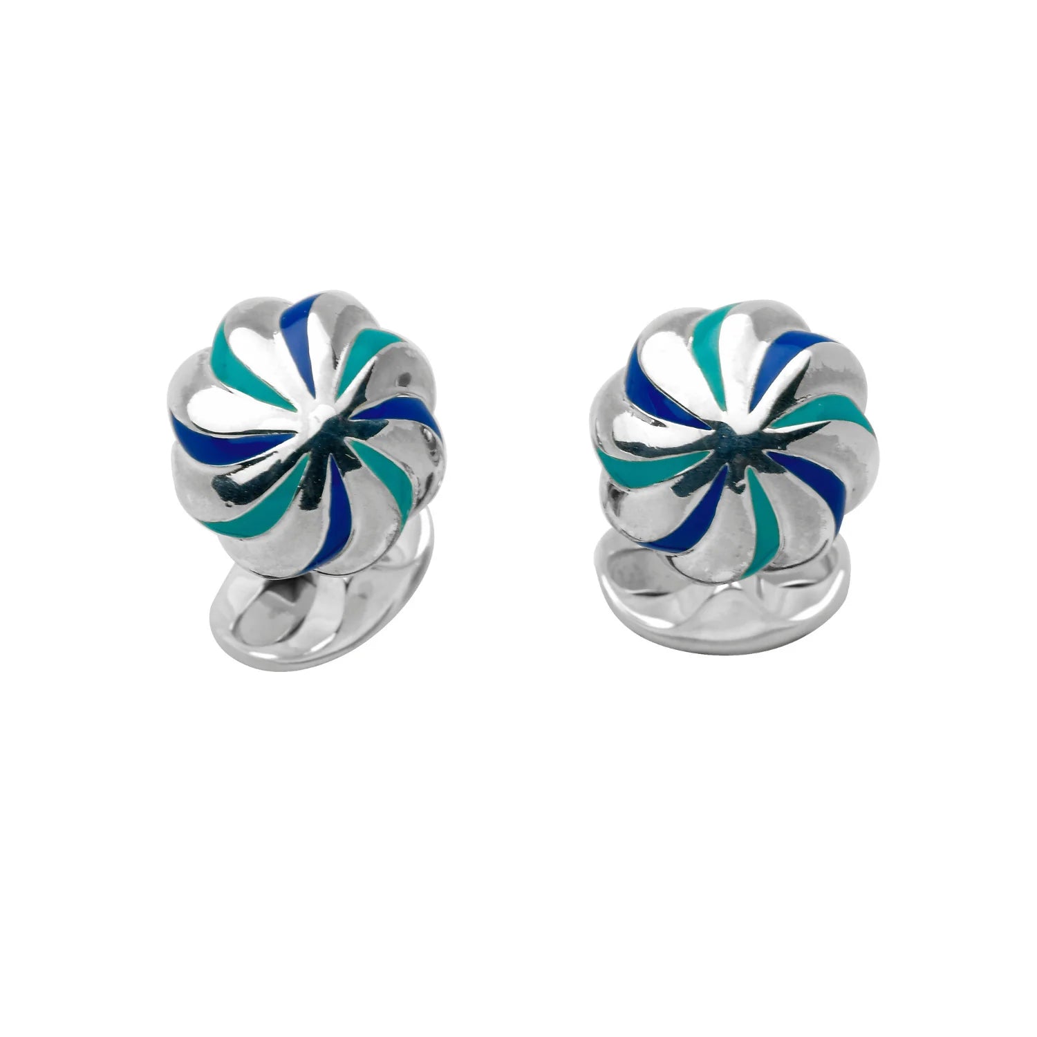 Silver Blue Pumpkin Knot Cufflinks with Enamel Detail - Deakin & Francis | EB London