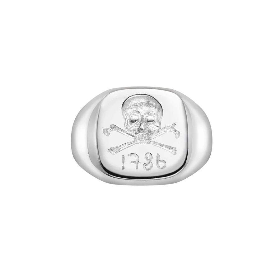 Sterling Silver Skull & Crossbones Signet Ring (14x15mm) - Deakin & Francis