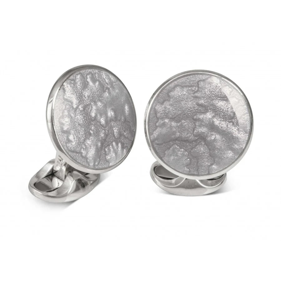 Luxury Sterling Silver Summer Haze Enamel Cufflinks in Silver - Deakin & Francis | EB London