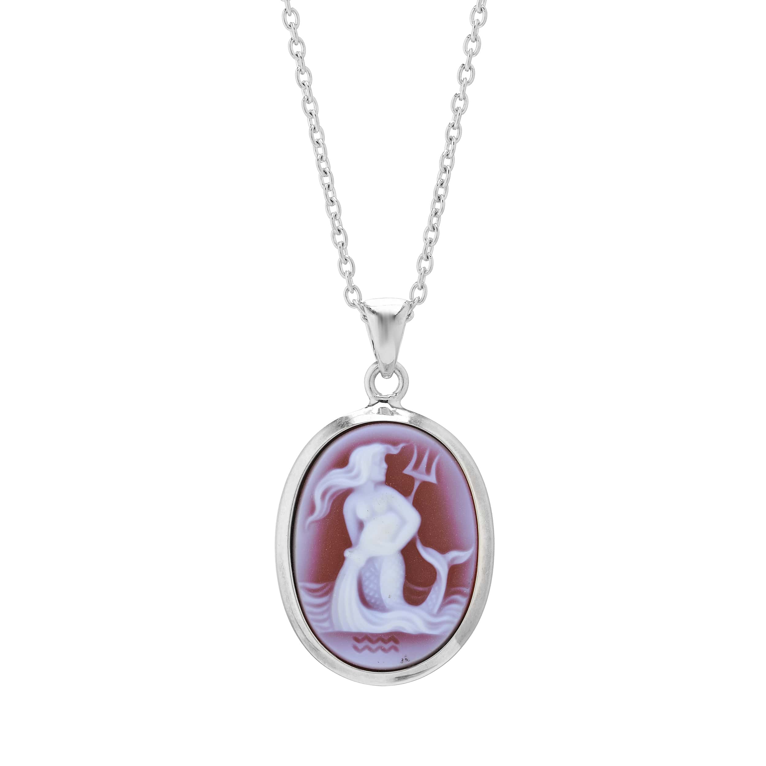 Sterling silver zodiac pendant Aquarius with sardonyx cameo by Deakin & Francis at EB London