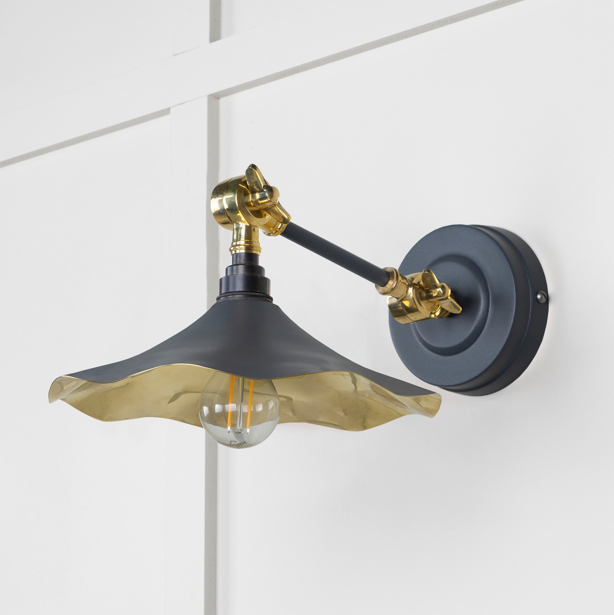 Smooth Brass Flora Wall Light | Slate - From The Anvil - EB London