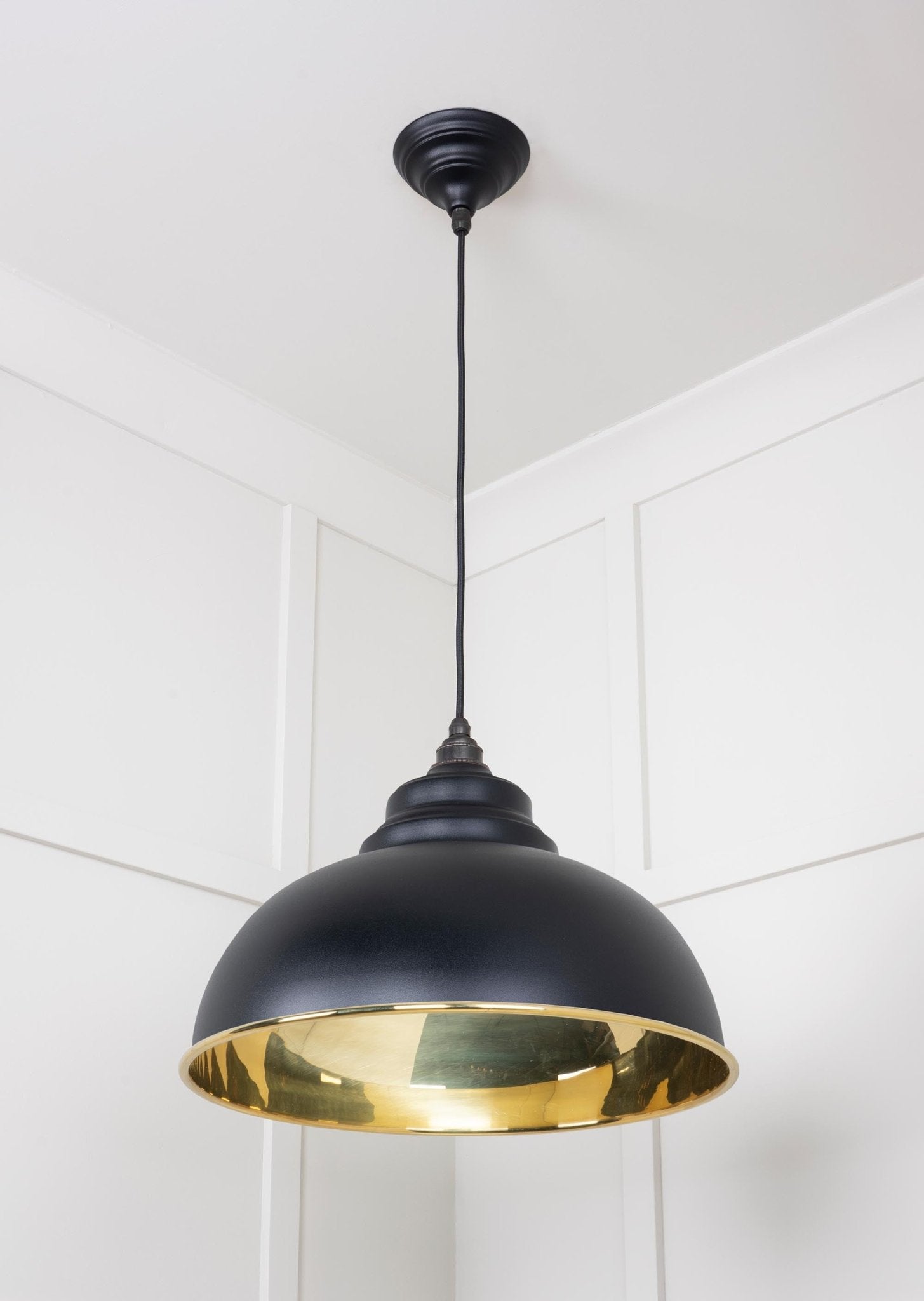 Smooth Brass Harborne Pendant | Elan Black - From The Anvil - EB London