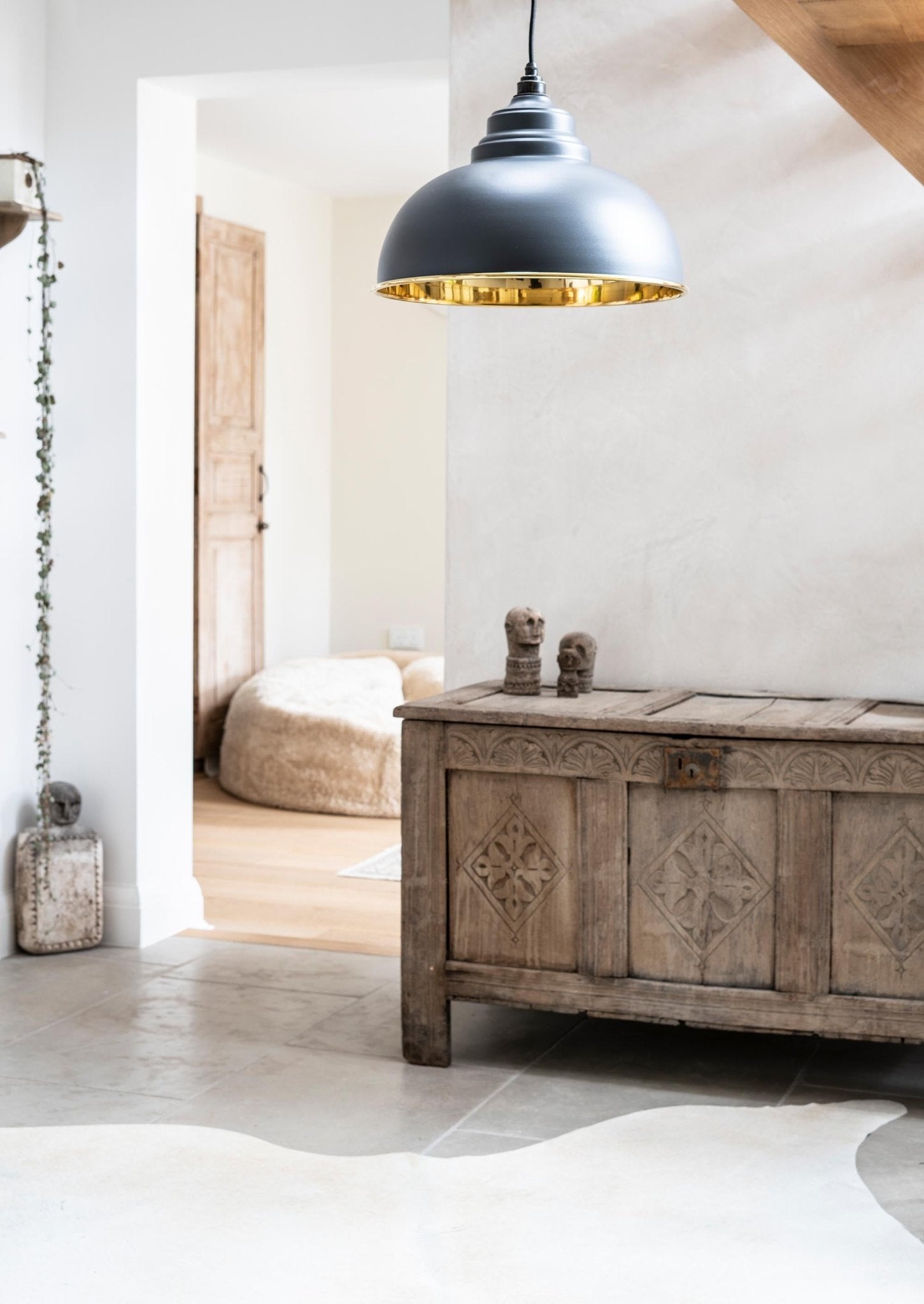 Smooth Brass Harborne Pendant | Slate - From The Anvil - EB London