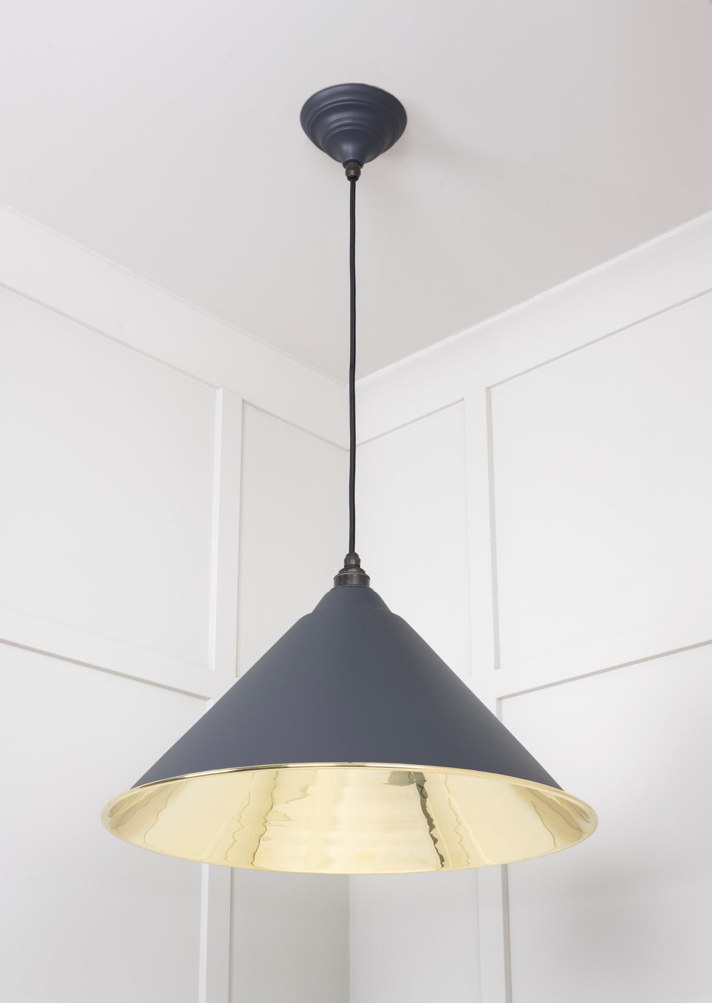 Smooth Brass Hockley Pendant | Slate - From The Anvil - EB London