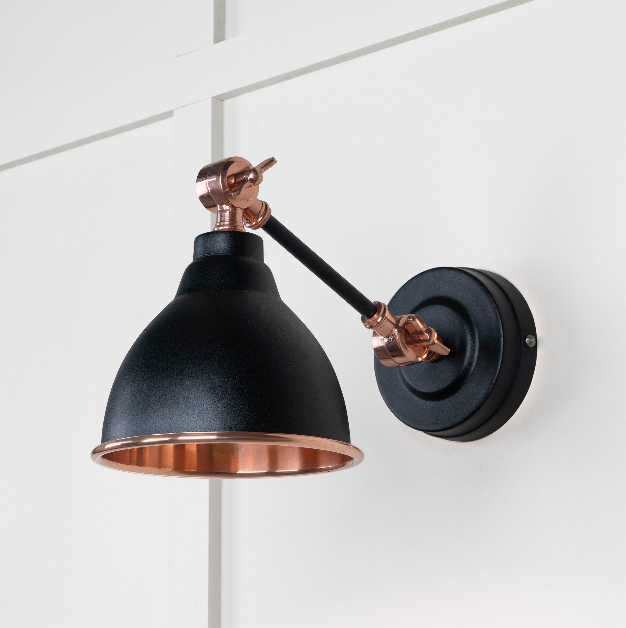 Smooth Copper Brindley Wall Light | Smooth Copper Elan Black - From the Anvil - EB London