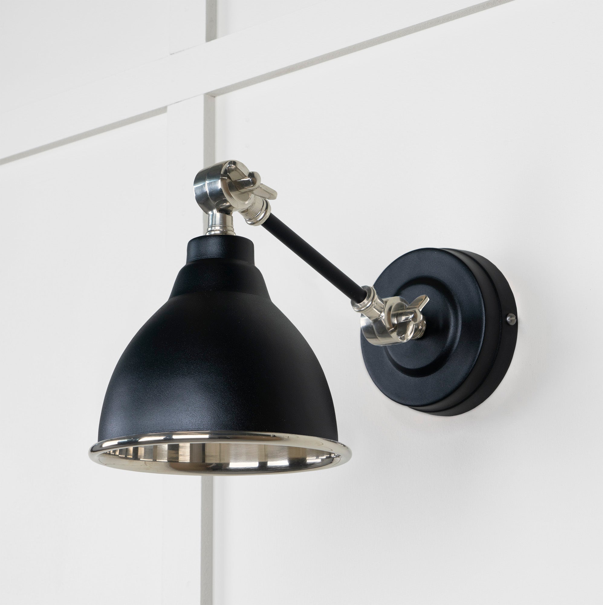 Smooth Nickel Brindley Wall Light | Smooth Nickel Elan Black - From the Anvil - EB London