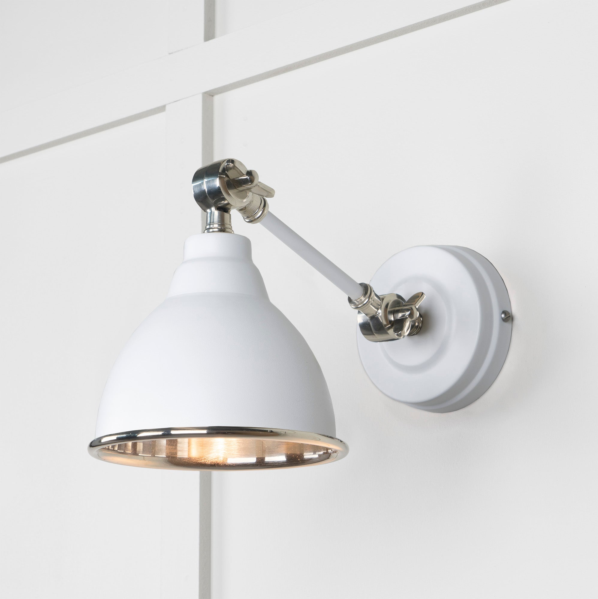 Smooth Nickel Brindley Wall Light | Smooth Nickel Flock - From the Anvil - EB London