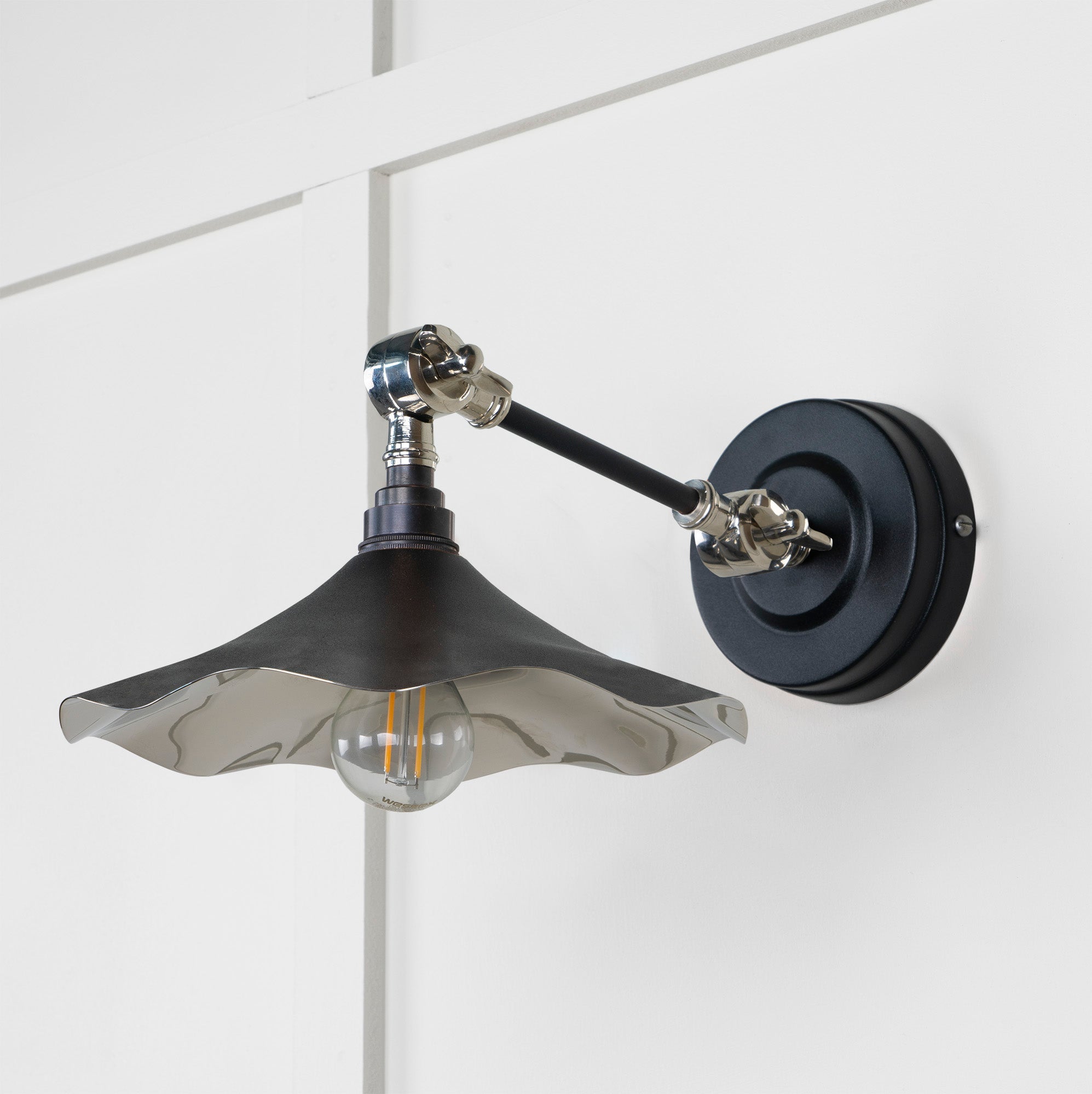 Smooth Nickel Flora Wall Light | Elan Black - From The Anvil - EB London