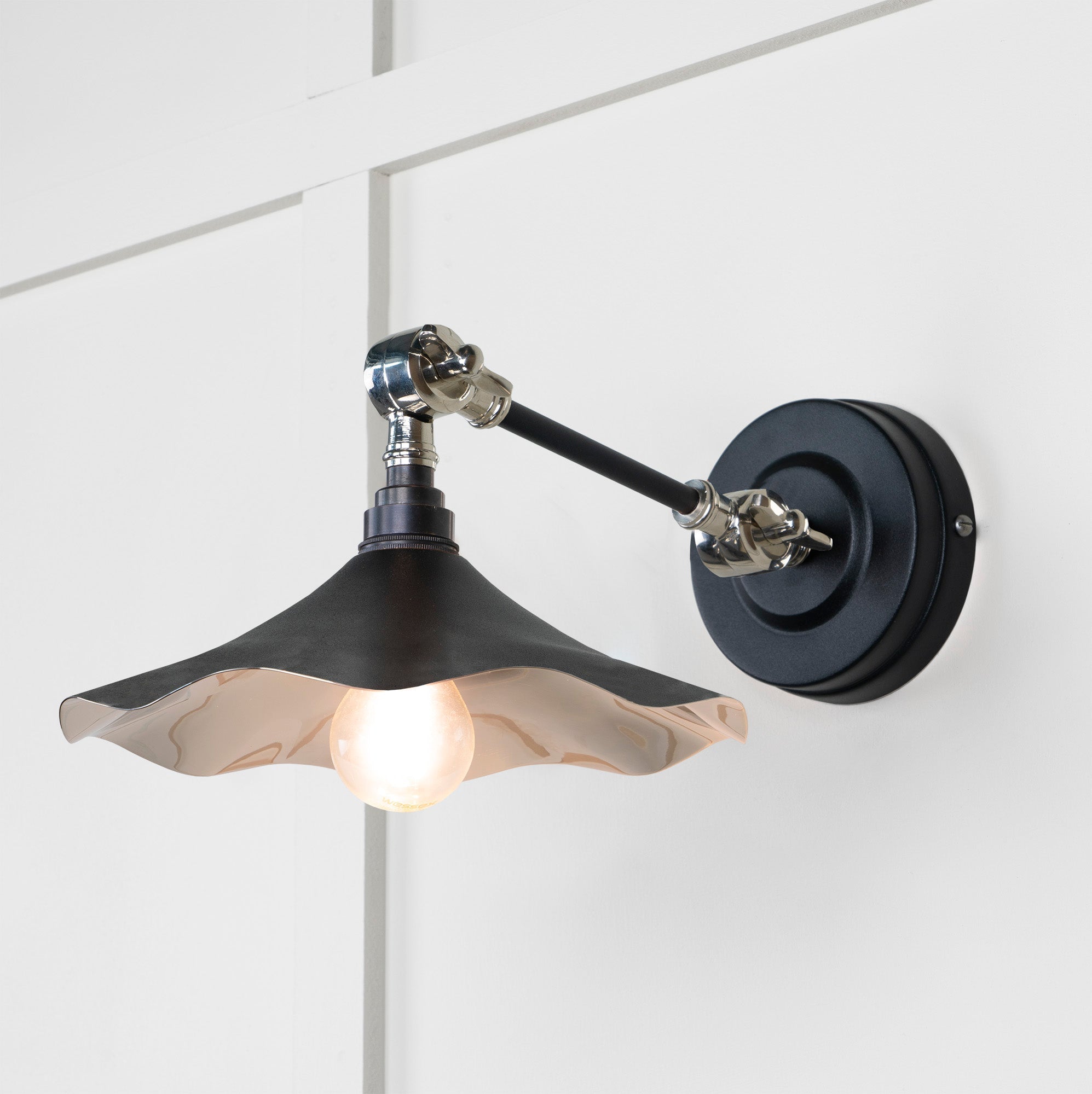 Smooth Nickel Flora Wall Light | Elan Black - From The Anvil - EB London