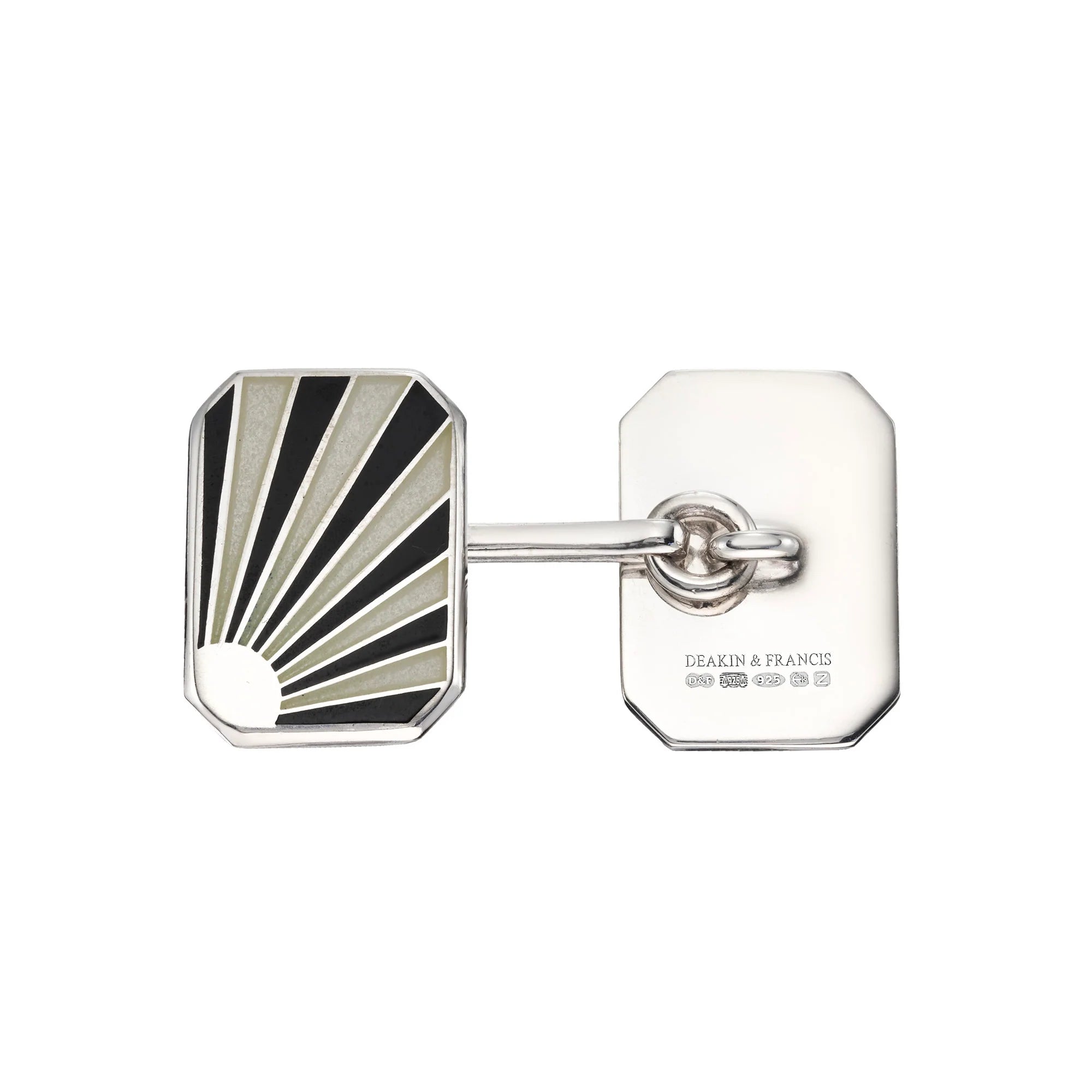 Silver Art Deco Black Sunrise Cufflinks with Enamel - Deakin & Francis | EB London