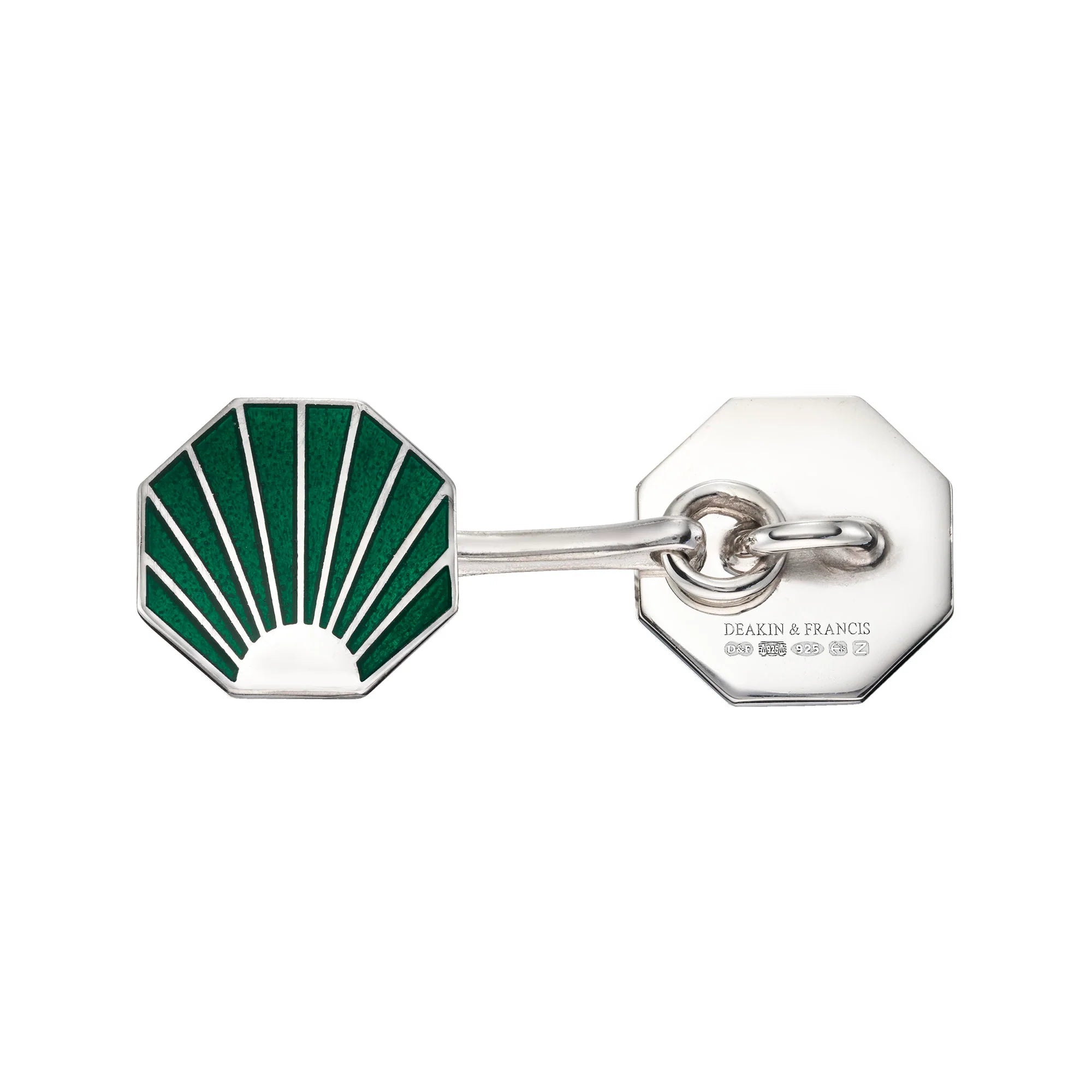 Silver Art Deco Green Sunburst Cufflinks with Enamel - Deakin & Francis | EB London