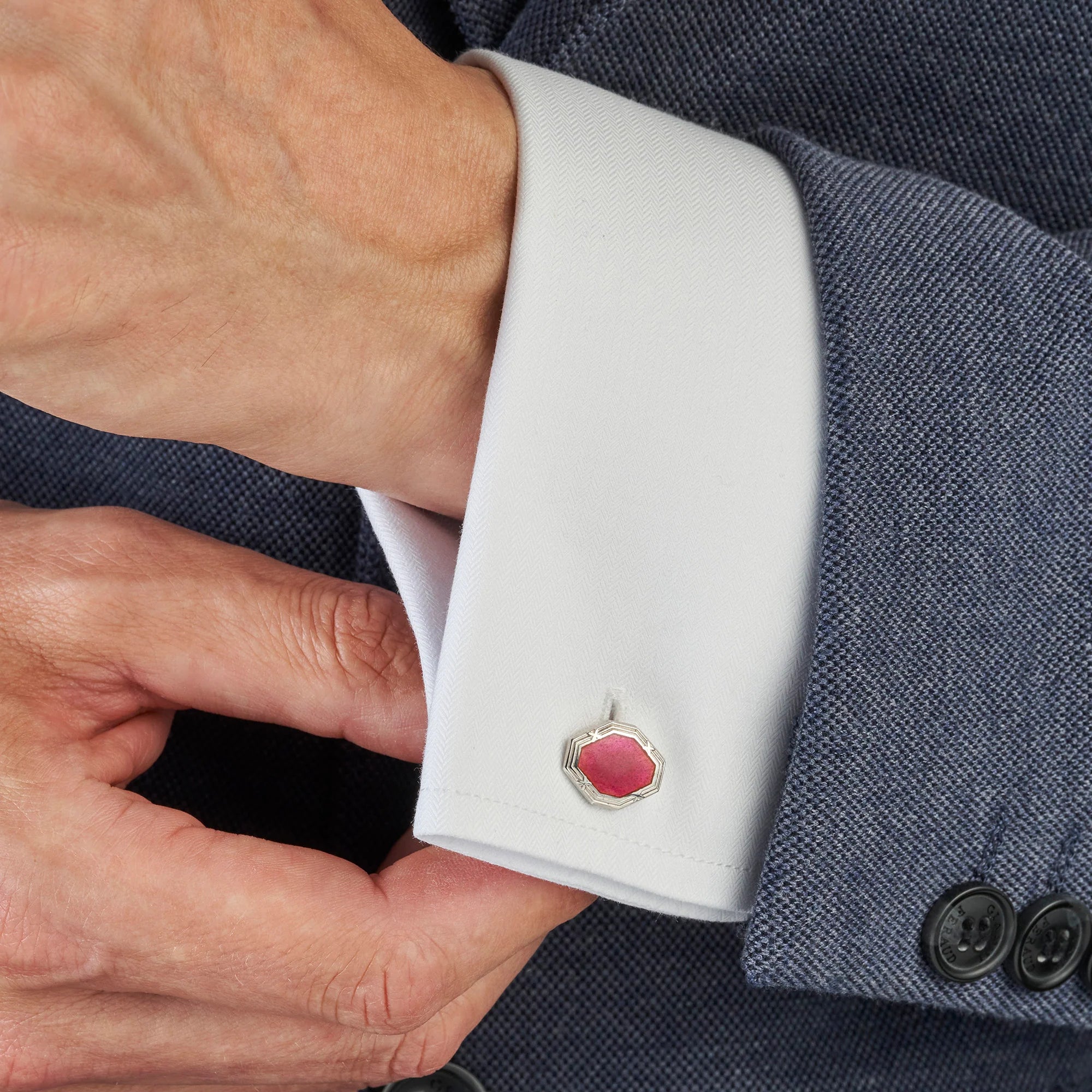 Art Deco Pink Diamond Cufflinks with Enamel - Deakin & Francis | EB London
