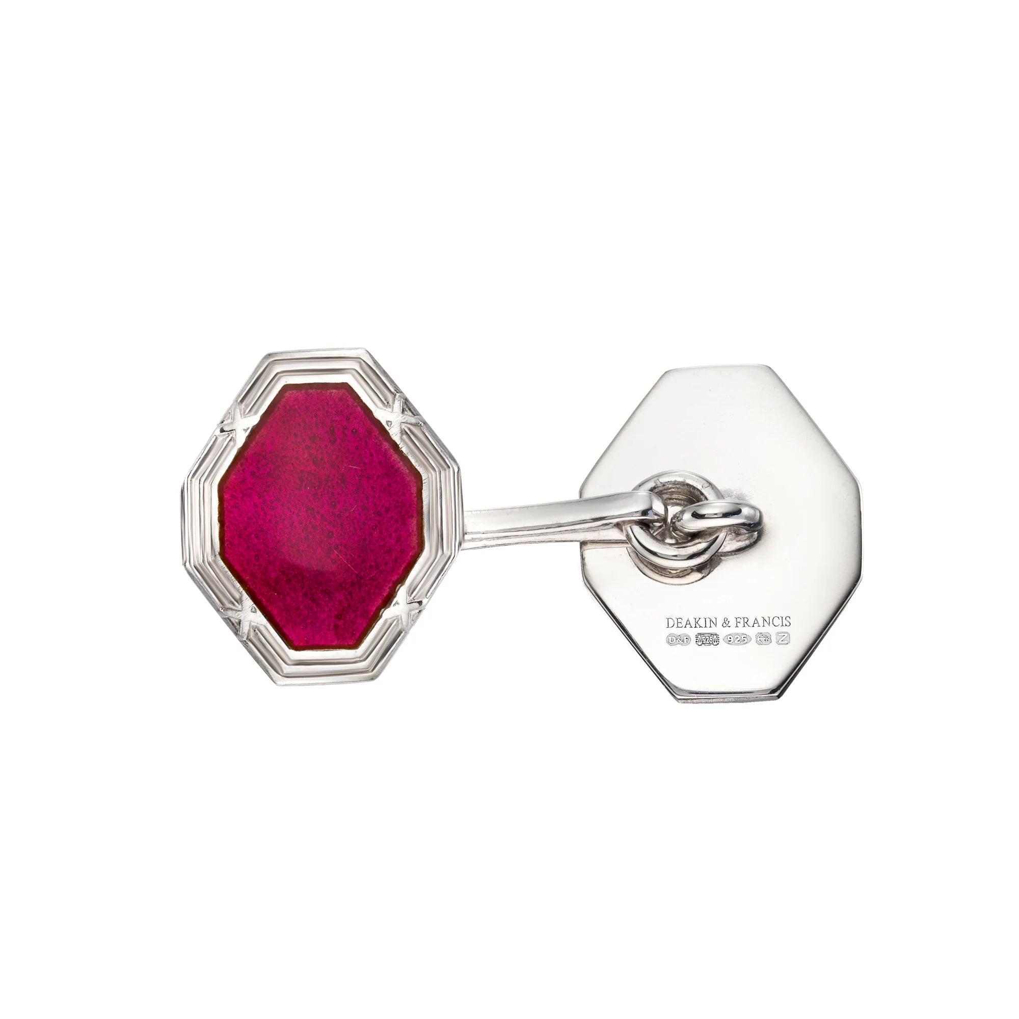 Silver Art Deco Pink Diamond Cufflinks with Enamel - Deakin & Francis | EB London