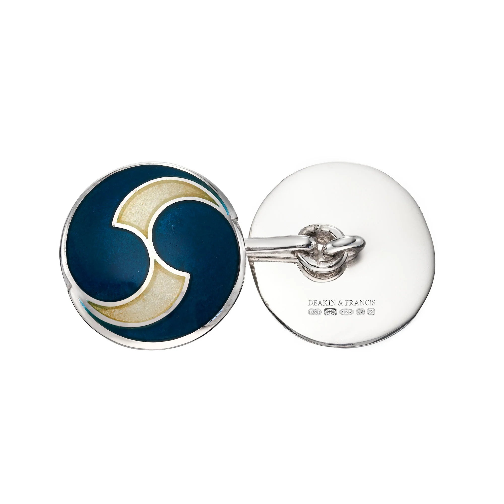 Silver Art Deco Spiral Cufflinks with Enamel Detail - Deakin & Francis | EB London