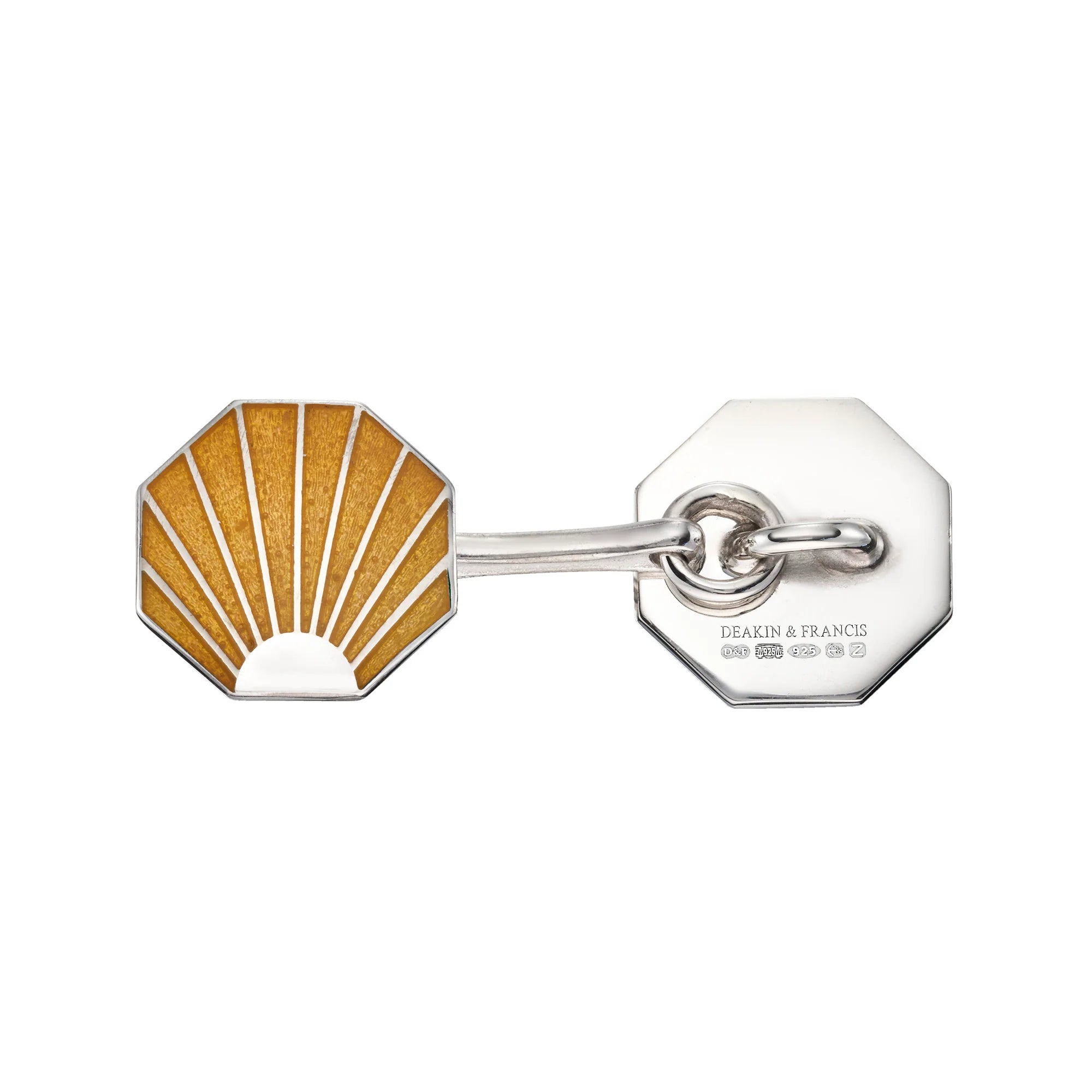 Silver Art Deco Yellow Sunburst Cufflinks with Enamel - Deakin & Francis | EB London