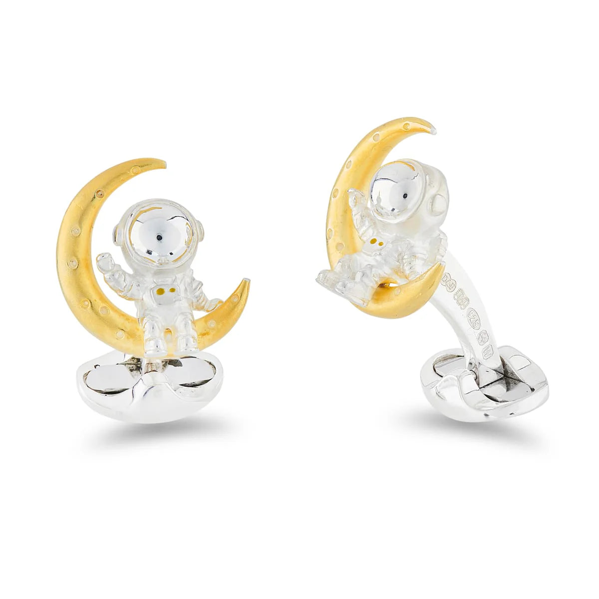 Sterling Silver Astronaut & Golden Moon Cufflinks – Deakin & Francis - EB London