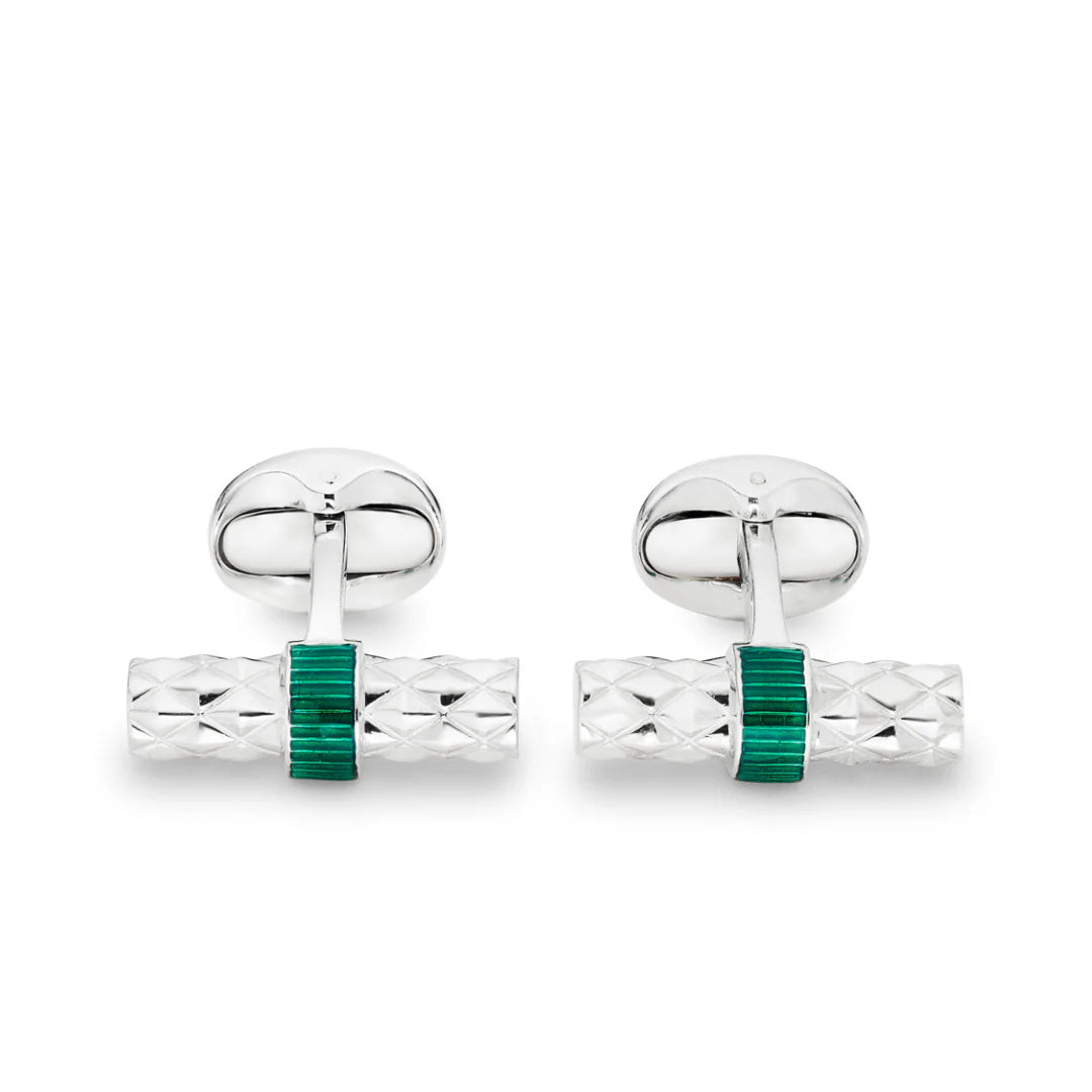 Sterling Silver Bar Cufflinks with Green Enamel Centre – Deakin & Francis - EB London
