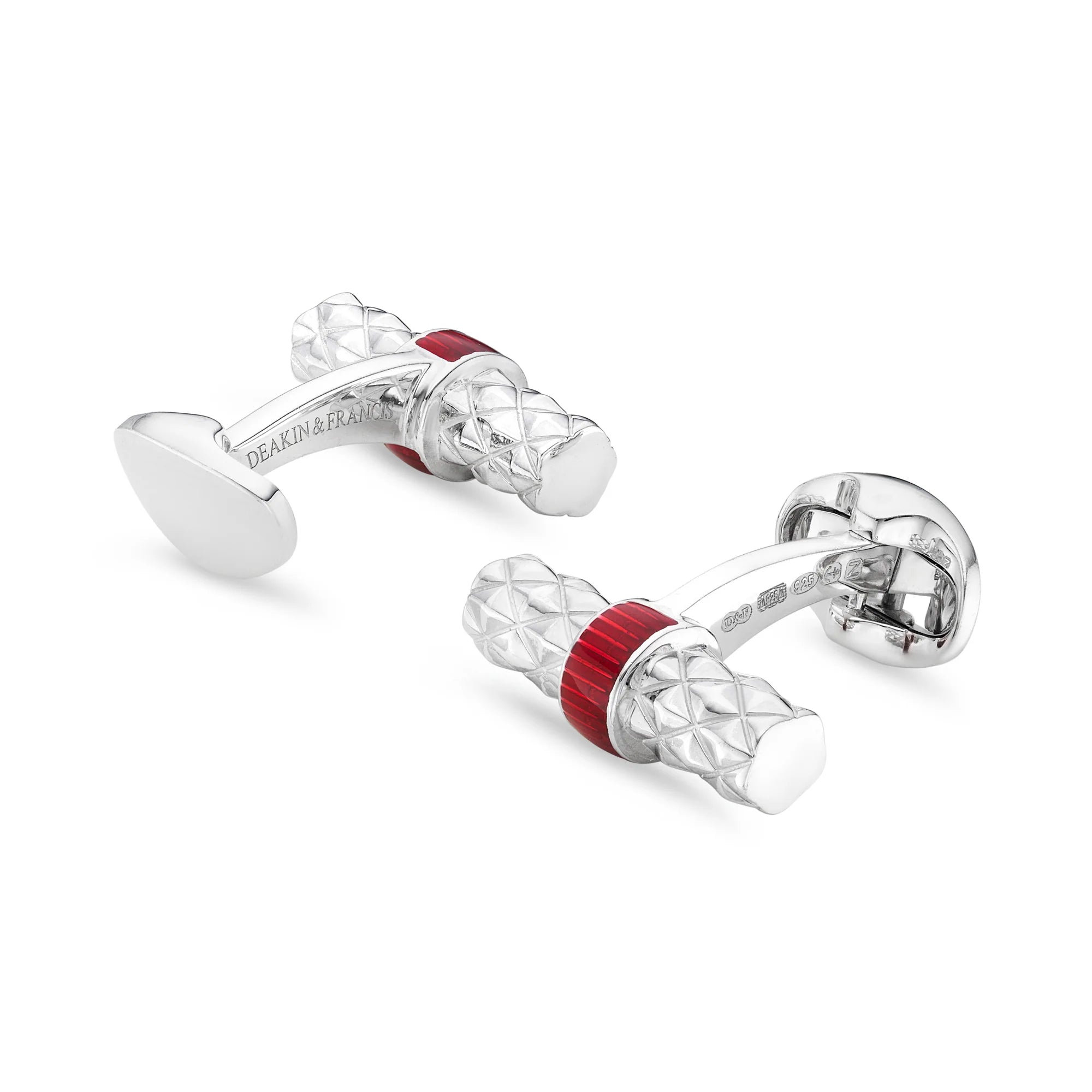 Silver Bar Cufflinks with Red Enamel Centre – Deakin & Francis - EB London