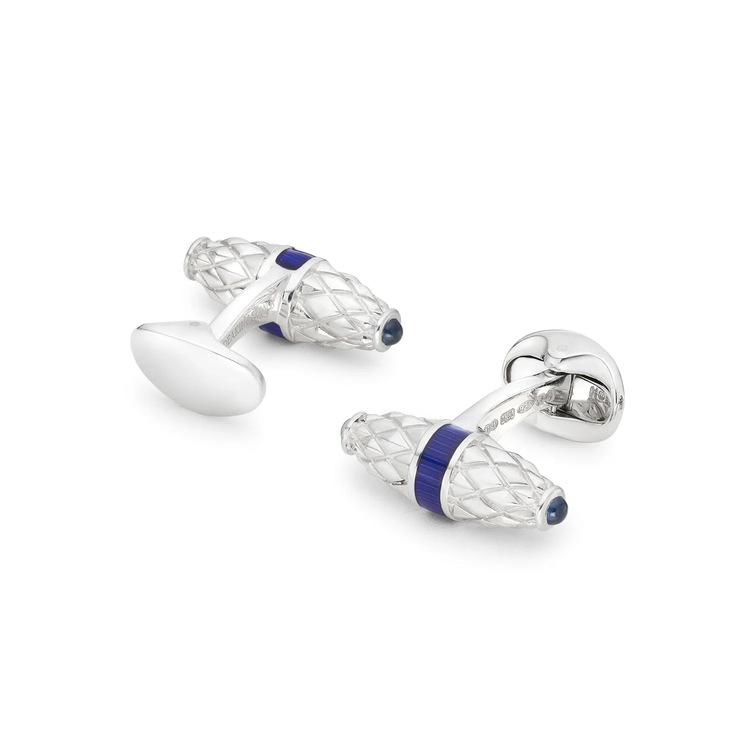 Sterling Silver Bar Cufflinks with Blue Enamel & Sapphire – Deakin & Francis - EB London